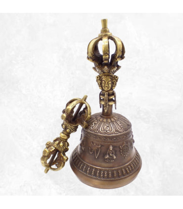 Cloche tibétaine et dorjé 8 branches 18 cm-ah Objets rituels bouddhistes DOVAJ25