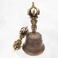 Cloche tibétaine et dorjé 8 branches 18 cm-ah - Objets rituels bouddhistes