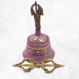 Cloche tibétaine et dorjé bouddhiste 15 cm Pourpre Objets rituels bouddhistes ETCH3