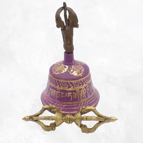 Cloche tibétaine et dorjé bouddhiste 15 cm Pourpre - Cloche tibétaine et dorjé tibétain