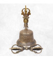 Cloche et dorjé tibétains en bronze pour méditation.