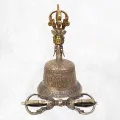 Cloche tibétaine et dorjé bouddhiste en bronze 22 cm - Cloche tibétaine et dorjé tibétain
