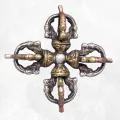 Double Dorjé tibétain en bronze pointe cuivre - Dordjé, double dorjé (sans cloche)