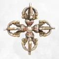 Double dorje tibétain deux tons cuivre bronze - Dordjé, double dorjé (sans cloche)