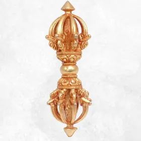 Dorjé tibétain 9 branches plaqué or - Dordjé, double dorjé (sans cloche)