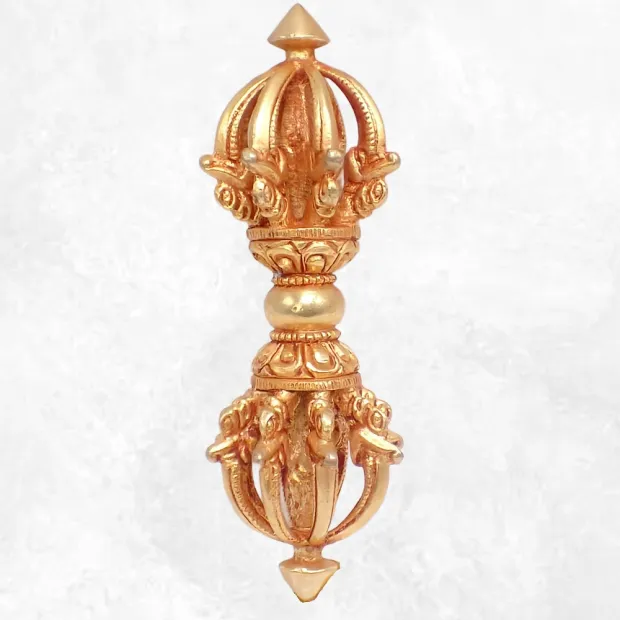 Dorjé tibétain 9 branches plaqué or - Dordjé, double dorjé (sans cloche)