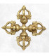 Grand double dorje tibetain en laiton 14 cm 