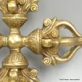 Double dorje tibetain 5 branches en laiton 14 cm - Dordjé, double dorjé (sans cloche)