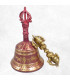 Cloche tibétaine et dorjé 15 cm bordeau 