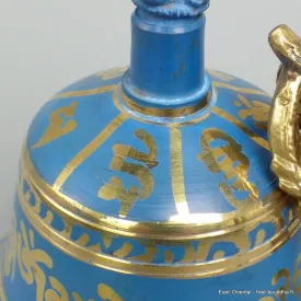 Cloche tibétaine 15 cm bleu turquoise - Objets rituels bouddhistes