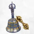 Cloche tibétaine 15 cm bleu jeans - Objets rituels bouddhistes
