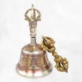 Cloche tibétaine et dorjé mantra 15 cm - Objets rituels bouddhistes
