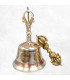 Cloche tibétaine et dorjé signes auspicieux 15 cm 