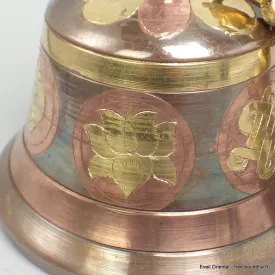 Cloche tibétaine et dorjé patine cuivre 15 cm - Cloche tibétaine et dorjé tibétain