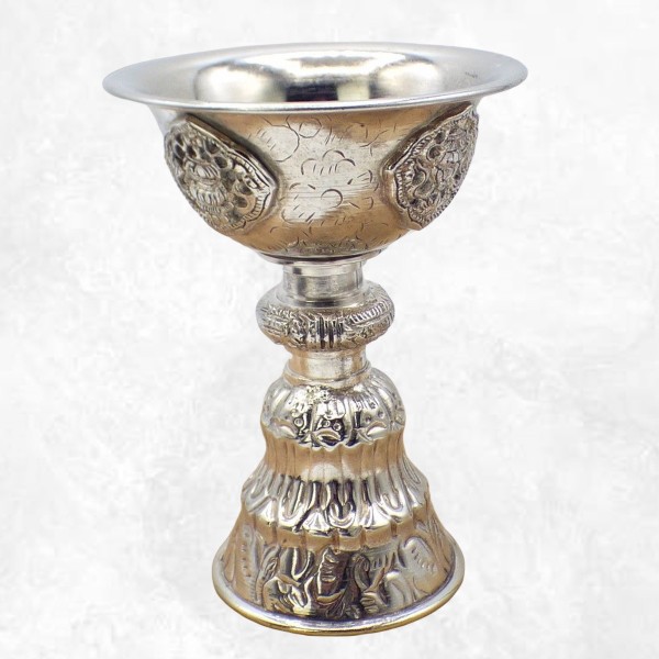 Lampe à beurre tibétaine 12 cm plaqué argent Lampe à beurre bouddhiste lamp33