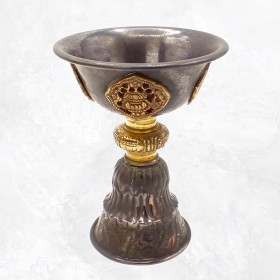 Lampe à beurre tibétaine 12 cm patine antique Lampe à beurre bouddhiste UN12