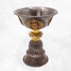 Lampe à beurre tibétaine 12 cm patine antique Lampe à beurre bouddhiste UN12