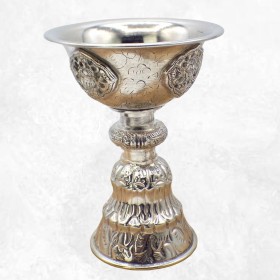 Lampe à beurre tibétaine 10 cm plaqué argent Lampe à beurre bouddhiste lamp31