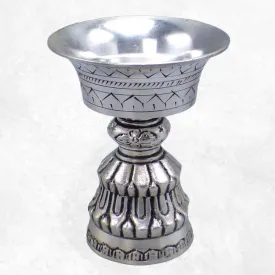 Lampe à beurre tibétaine 8 cm plaqué argent - Objets rituels bouddhistes