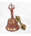 Cloche et dorjé tibétain 15 cm marron 