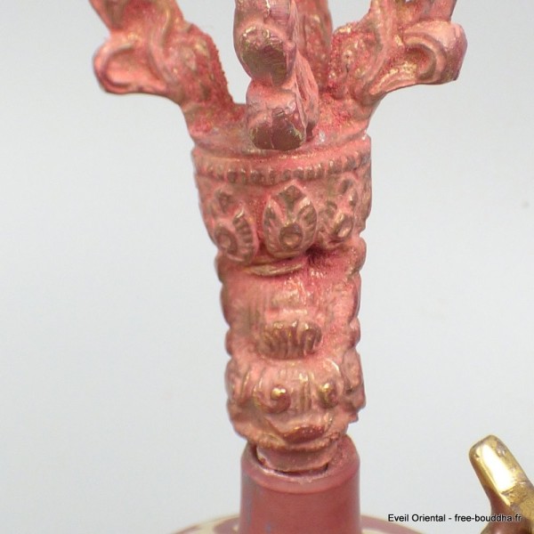 Cloche et dorjé tibétain 15 cm marron 