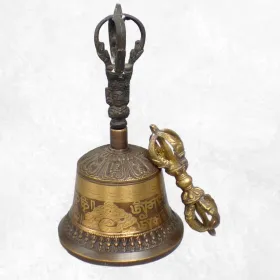 Cloche tibétaine de cérémonie 21 cm bronze cuivre - Objets rituels bouddhistes