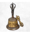 Grosse cloche tibétaine de cérémonie 21 cm bronze cuivre Objets rituels bouddhistes DOVAJ23