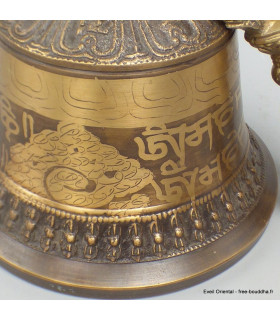 Grosse cloche tibétaine de cérémonie 21 cm bronze cuivre Objets rituels bouddhistes DOVAJ23