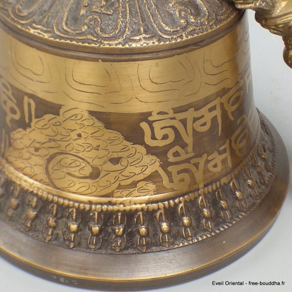 Grosse cloche tibétaine de cérémonie 21 cm bronze cuivre Objets rituels bouddhistes DOVAJ23