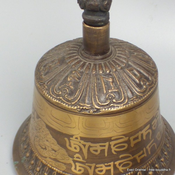 Grosse cloche tibétaine de cérémonie 21 cm bronze cuivre Objets rituels bouddhistes DOVAJ23
