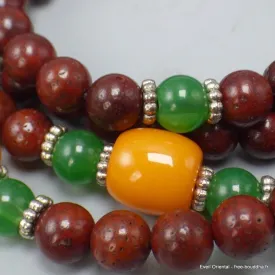 Mala tibetain 108 perles en Graines de Lotus avec compteurs - Mala tibétain 108 perles
