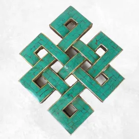 Décoration murale Noeud sans fin en Turquoise - Décoration tibétaine