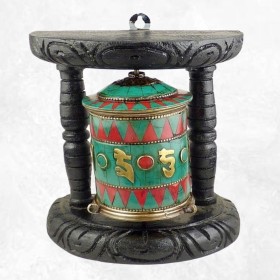 Moulin à prières mural Turquoise antique 16 cm Moulins à Prières tibétains NMP6