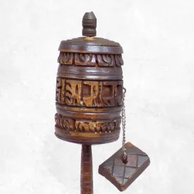 Moulin de prière bouddhiste os sculpté 17 cm - Moulins à Prières tibétains