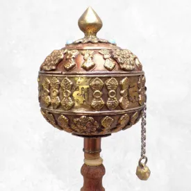 Moulin à prières tibétain globe cuivre 32 cm - Moulins à Prières tibétains