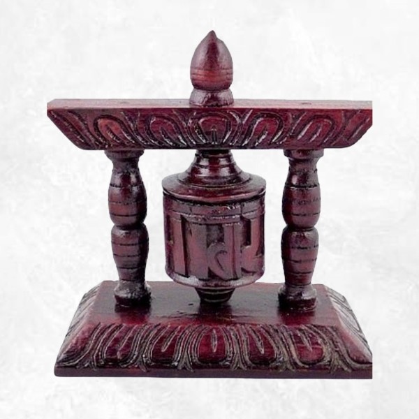 Petit moulin à prières de Table en bois sculpté
