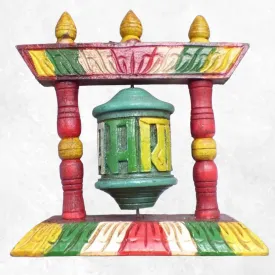 Moulin à prières en bois sculpté 13 cm - Objets rituels bouddhistes