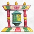 Moulin à prières en bois sculpté 13 cm Objets rituels bouddhistes 6405.6