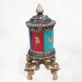 Moulin à prières sur dorjé coloré 12,5 cm - Moulins à Prières tibétains