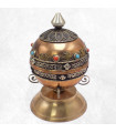Moulin à prières tibétain en cuivre, 16 cm, artisanal.