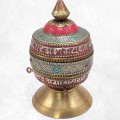 Moulin à prières patine et filigrane 11 cm Moulins à Prières tibétains MODT8