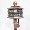 Moulin à prière bouddhiste 2 mantras 25 cm - Objets rituels bouddhistes