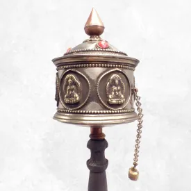 Moulin à prière bouddhiste patine bronze 29 cm - Moulins à Prières tibétains