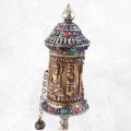 Moulin à prières sculpté de trois Bouddhas Moulins à Prières tibétains MAPZ7