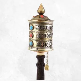Moulin à prières tibétain 3 rangs de mantras 25 cm - Moulins à Prières tibétains