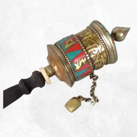 Moulin à prière tibétain bicolore 22 cm - Moulins à Prières tibétains