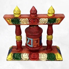 Petit moulin à prières en bois sculpté - Objets rituels bouddhistes
