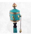 Moulin à prières tibétain en Turquoise 16 cm Objets rituels bouddhistes 6111.15