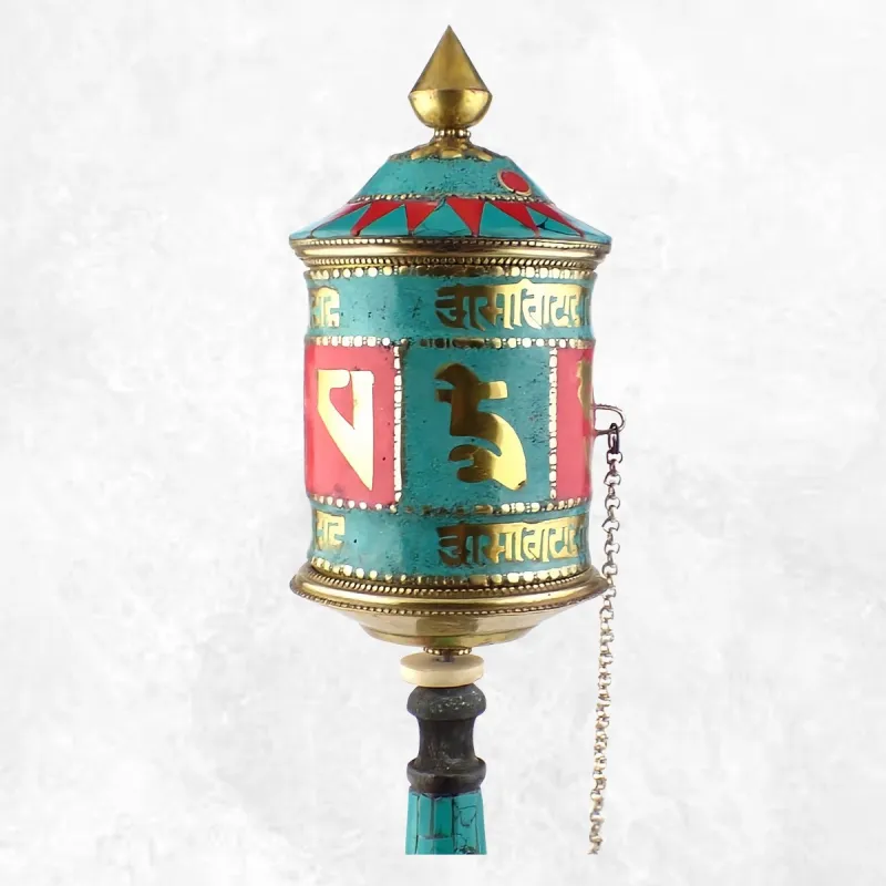 Moulin à prières bouddhiste mantra de Chenrezi 30 cm - Moulins à Prières tibétains