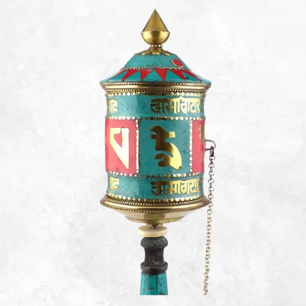 Moulin à prières bouddhiste mantra de Chenrezi 30 cm - Moulins à Prières tibétains